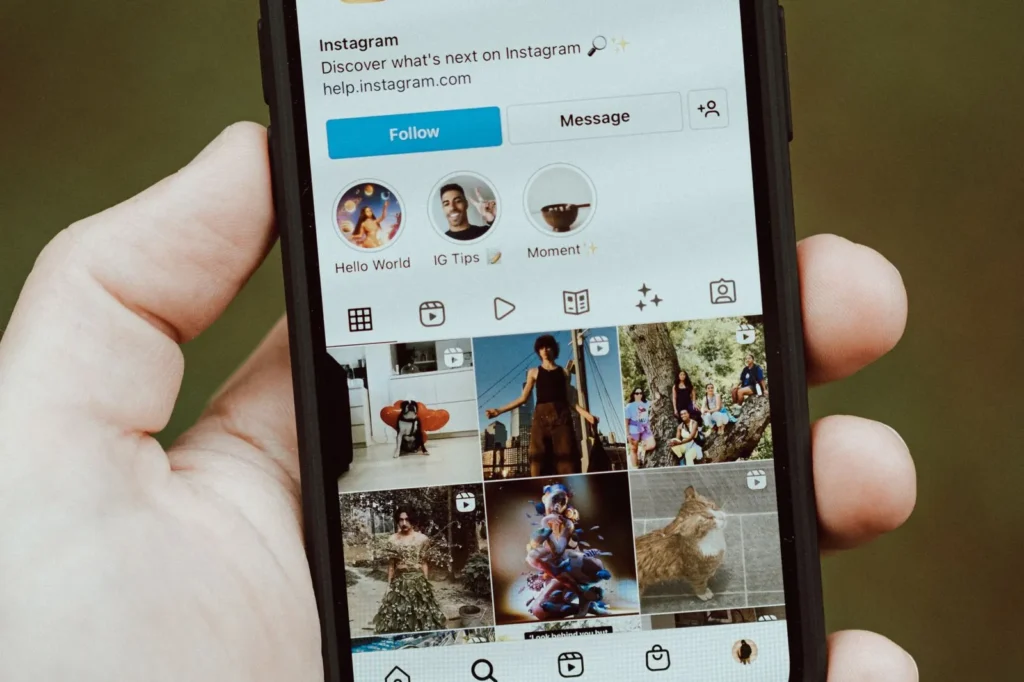 Business Instagram profile shown on a smartphone